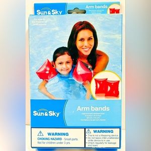 *3/$20* SUN & SKY 2 ARM BANDS FOR SWIMMING AGES 4+ & CHILDREN UP TO 66 LBS. NEW.
